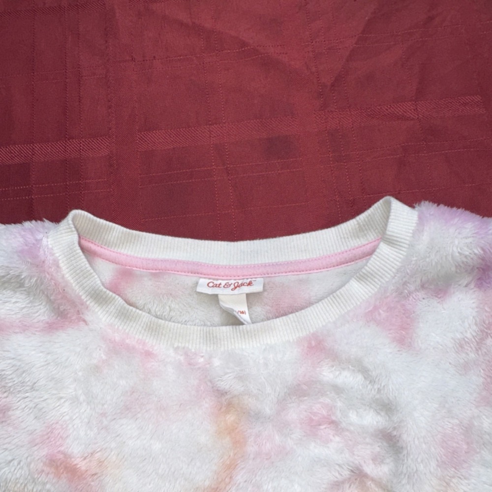Cat & Jack Girls Multicolor Tie Dye Fleece Pullover Long Sleeve T-Shirt XL - Picture 6 of 9